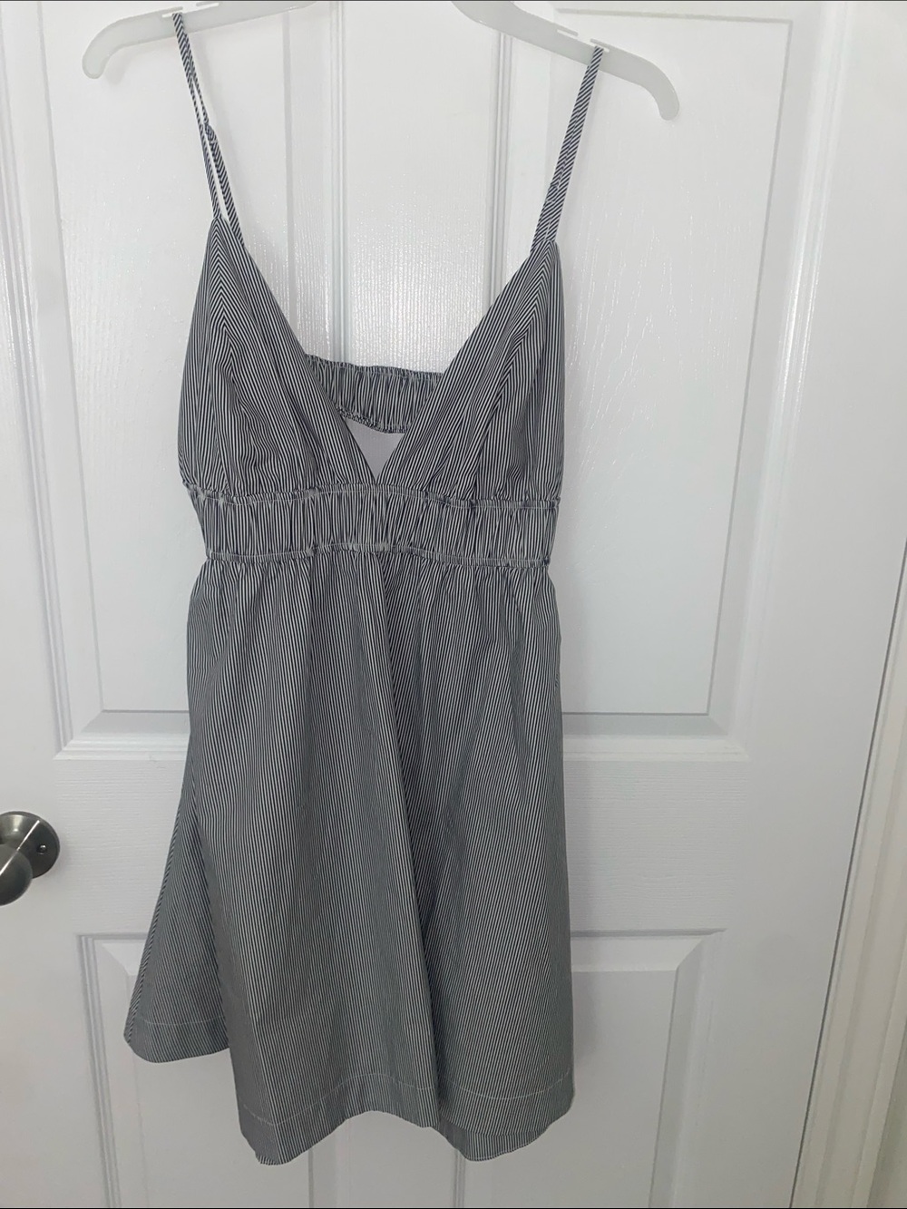 Aritzia Gray Pinstripe Spaghetti-Strap Chemise